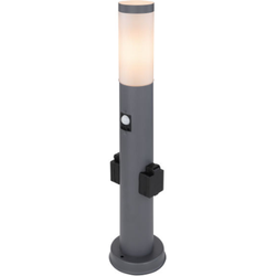 Buitenlamp met bewegingssensor en 2 stopcontacten | Buitenverlichting | Antraciet | E27 | IP44