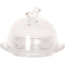 Clayre & Eef Botervloot  Ø 9x7 cm Glas Rond Vogel Boterschaal
