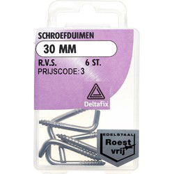 Schroefduimen 30mm rvs 6st