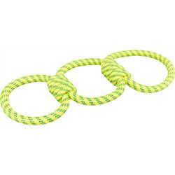 TRIXIE AQUATOY TOUW TREKSPEELTJE RINGEN POLYESTER GEEL / GROEN 42 CM 3ST