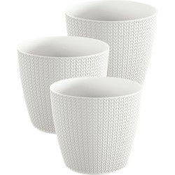 Prosperplast Plantenpot - 3x - parel wit - kunststof - D26 x H23 cm - Plantenpotten