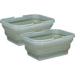 Alpina Wasmand/draagmand opvouwbaar - 2x - kunststof - 19 Liter - groen - 38 x 28 x 18 cm - Emmers