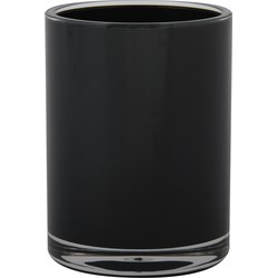 MSV Badkamer drinkbeker Aveiro - PS kunststof - zwart - 7 x 9 cm - Tandenborstelhouders
