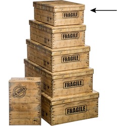 5Five Opbergdoos/box - houtkleur - L32 x B21.5 x H12 cm - Stevig karton - Woodybox - Opbergbox