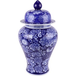 Fine Asianliving Chinese Gemberpot Porselein Navy Blauw Pioenen