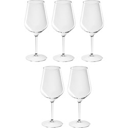 5x Witte of rode wijn glazen 47 cl/470 ml van onbreekbaar kunststof - Wijnglazen