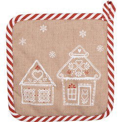 Clayre & Eef Pannenlap Bruin Katoen Gingerbread house