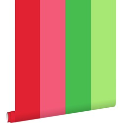 ESTAhome behang strepen rood en roze - 53 cm x 10,05 m - 116523