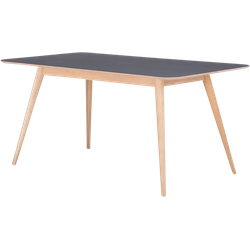 Stafa table houten eettafel whitewash - met linoleum tafelblad nero - 160 x 90 cm