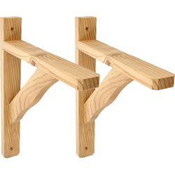 AMIG Plankdrager/planksteun van hout - 2x - lichtbruin - H320 x B280 mm - Tot 105 kg - Plankdragers
