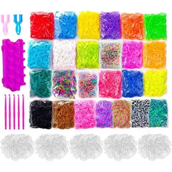 Allerion Loombandjes Aanvul Set - 12.000 Loom Elastiekjes - 26 Kleuren - Inclusief Accessoires - Knutselset