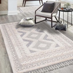 Amida Boho Style Crème / Grijs vloerkleed - - 80 X 300 CM