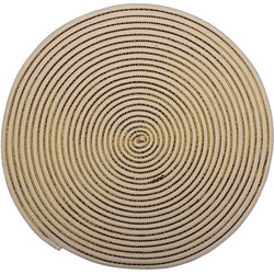 Clayre & Eef Placemat Riet  Ø 51x1 cm Wit Geel Jute Rond Cirkel Tafelmat