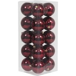 20x Kunststof kerstballen glanzend bordeaux rood 8 cm kerstboom versiering/decoratie - Kerstbal