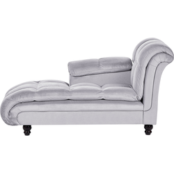 Beliani LORMONT - Chaise longue-Grijs-Fluweel