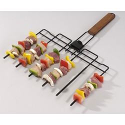 Barbecue spies 6 in 1 opvouwbaar met houten handvat