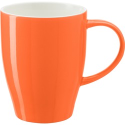 Bellatio Design Koffie mokken/bekers Paris - 1x - porselein - met oor - oranje - 350 ml - Bekers