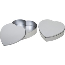 Hartje cadeau opbergblik/bewaarblik - 2x - 18 cm - Cadeauverpakking - Voorraadblikken