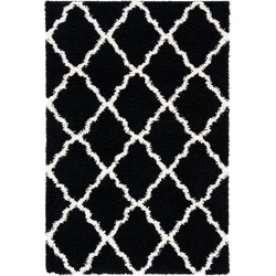 Safavieh Shaggy Indoor Woven Area Rug, Dallas Shag Collection, SGD257, in Black & Ivory, 122 X 183 cm
