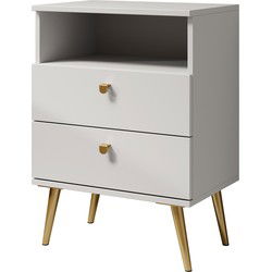 Meubella - Nachtkastje Hidde - Wit - 50 cm