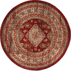 Rond Vintage Vloerkleed Aila Rood/Oranje - Polypropyleen - Rond 160 Ø - (M)