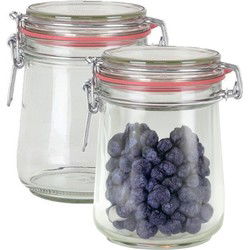 Weckpot/inmaakpot - 2x - glas - 720 ml - beugelsluiting - transparant - Weckpotten