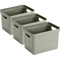 Sunware Opbergbox Sigma - 3x - kunststof - lichtgroen - 18 liter - Opbergbox