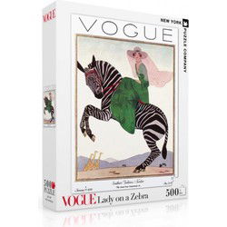 New York Puzzle Company Lady op een Zebra - 500 stukjes