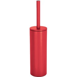 Spirella Luxe Toiletborstel in houder Cannes - rood - metaal - 40 x 9 cm - met binnenbak - Toiletborstels