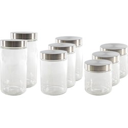 Set van 8x keuken voedsel opslag voorraadpotten glas in 3 formaten - Voorraadpot