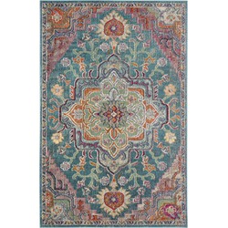 Safavieh Boho Indoor Geweven Vloerkleed, Crystal Collectie, CRS501, in Teal & Rose, 122 X 183 cm