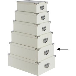 5Five Opbergdoos/box - ivoor wit - L44 x B31 x H15 cm - Stevig karton - Crocobox - Opbergbox