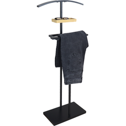 MISOU Dressboy - Kledingstandaard - Kledinghouder - Kledingbutler - Zwart - 114 cm - Kledingrek - Bamboe en metaal