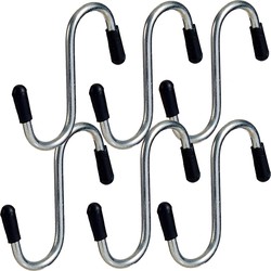 7x stuks S-haken/ophanghaakjes met zwarte beschermlaag 18 cm - Handdoekhaakjes