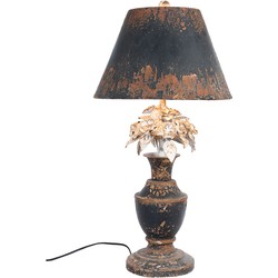 Clayre & Eef Tafellamp  Ø 36x73 cm  Grijs Ijzer Rond Bloemen Bureaulamp