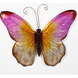 Anna's Collection Tuindecoratie vlinder - roze - 32 x 24 cm - Tuinbeelden