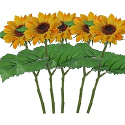 5x Gele kunst zonnebloemen kunstbloemen 35 cm decoratie - Kunstbloemen