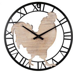 Clayre & Eef Wandklok Bruin Zwart MDF Kip