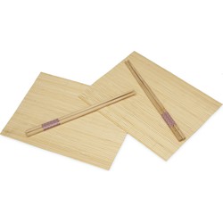 Kinvara Sushi placemats en eetstokjes voor 6 personen beige - Placemats