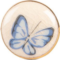 Clayre & Eef Deurknop Ø 3x3 cm Beige Blauw Keramiek Vlinder