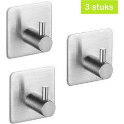 XIVADA Handdoekhaken - Zelfklevend - Vierkant - Rvs - Zilver – 3 stuks