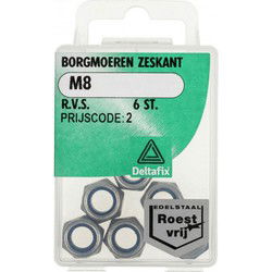 Borgmoeren zeskant m10 rvs 4st