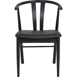 Eetkamerstoel Zwart PU Leer - Beukenhout - 60x54x77cm - Artenara - Set van 2