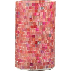  J-Line Theelichthouders Glas Mozaiek Mix Roze - Large