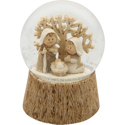 Clayre & Eef Sneeuwbol met muziek Ø 10*15 cm Meerkleurig Sneeuwbol Decoratie Beeld en Figuur