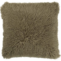 Dutch Decor FLUFFY - Sierkussen 45x45 cm - superzacht - effen kleur - Olijf - groen - Dutch Decor