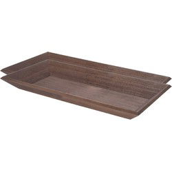 2x stuks houten dienbladen/kaarsenborden rechthoekig 40 cm donkerbruin - Kaarsenplateaus