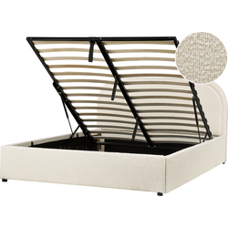 Beliani QUILLIEN - Tweepersoonsbed-Beige-Bouclé