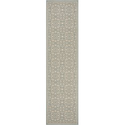 Safavieh Medallion Indoor/Outdoor Woven Area Rug, Beachhouse Collection, BHS134, in Aqua & Cream, 61 X 244 cm