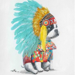 Canvas Headdress Dog 80x80cm